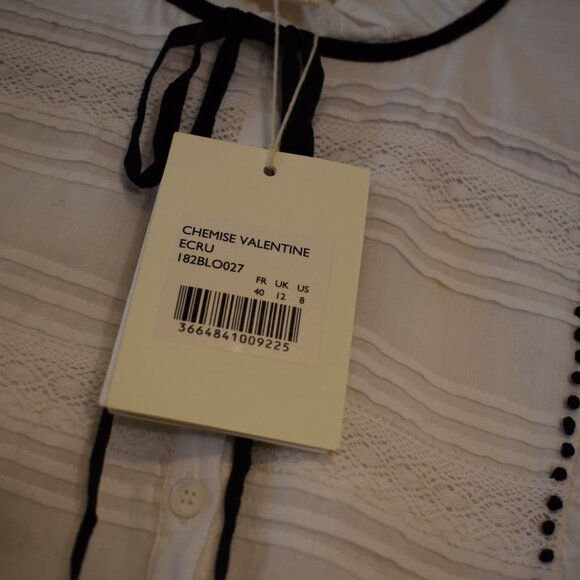 NWT Sezane Velvet Black Bow Button Down - Picture 4 of 8